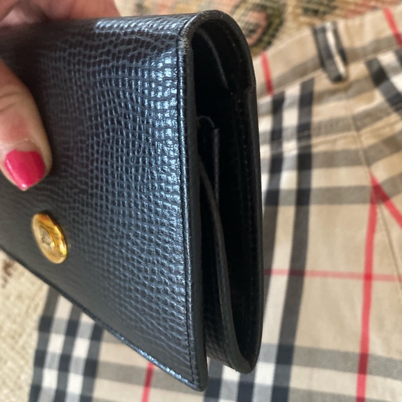 NEW🔥BURBERRY Vintage NOVA CHECK/LOGO Full Grain Leather🔥Bifold🖤w/Slots & coin - Picture 10 of 15